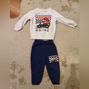 Toddler 3T Nintendo Mario Cart Sweatshirt and Pants Set - White and Blue GUC